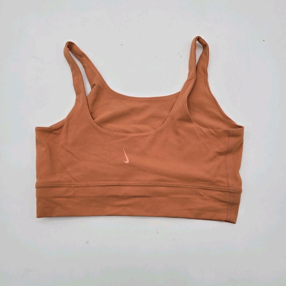 Nike Bra Womens Medium Orange Center Swoosh Yoga Bralette Longline cv0576